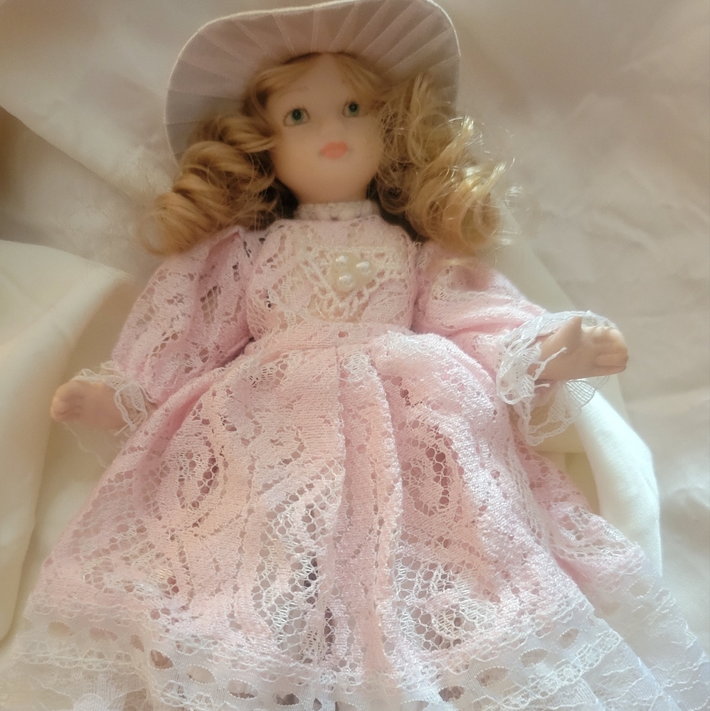 Pretty In Pink & Lace Porcelain Doll